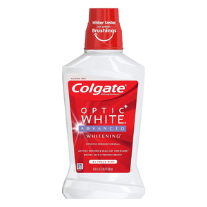 Colgate Optic White Mouthwash Icy Refreshing Mint Whitening Support Formula 16Oz (500ml)