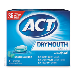 Act Dry Mouth Lozenges Soothing Mint Moisturizes Mouth Tissue Freshens Breath 36Ea