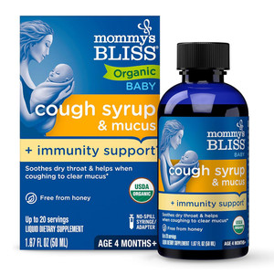 Mommys Bliss Organic Baby Cough Syrup and Mucus Relief plus Immunity Support 1.67Oz (50ml)