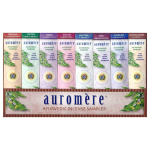 Auromere Ayurvedic Incense 8 Fragrance Sampler Traditional Herbal Aromatherapy Set 1Ea