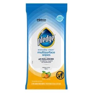 Pledge Everyday Clean Multisurface Wipes Fresh Citrus Scent 25Ea