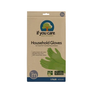 If You Care Household Gloves Latex Cotton Flock Lined Medium Pair 1Ea