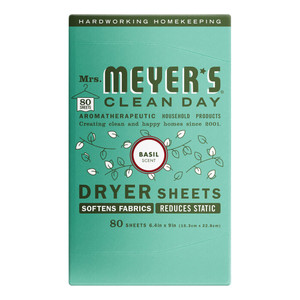 Mrs Meyers Clean Day Basil Scent Dryer Sheets 80Ea