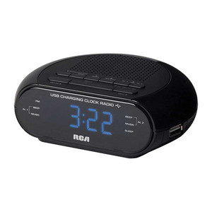 RCA Dual Wake Alarm Clock Radio With USB Charging, RC207, 1 Ea