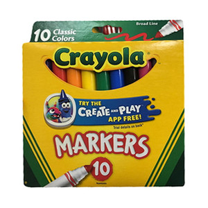 Crayola Broad Line Markers, Classic Colors 10 Each (Pack of 2)