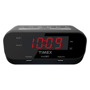 Timex T129B Dual Alarm Clock With Dual USB Charging, Black, 1 Ea