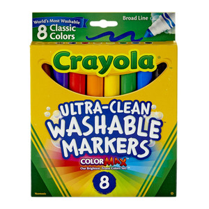Crayola Ultra Clean Washable Markers Broad Line for Coloring Drawing and Creative Art Projects 8Ea