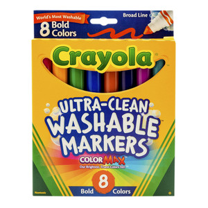Crayola Ultra Clean Washable Markers Broad Line Bold for Coloring Drawing and Creative Art Projects 8Ea