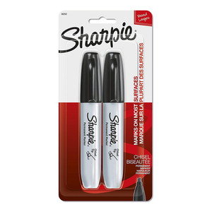Sanford Sharpie Permanent Marker Black, Chisel Tip, 2 Ea Sanford Sharpie Permanent Marker Black, Chisel Tip, 2 Ea