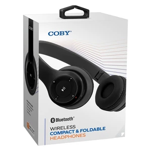 Coby Wireless Compact and Foldable Headphones Black Portable Audio Device 1Ea