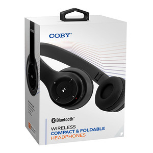 Coby Wireless Compact and Foldable Headphones, Black, 1 Ea