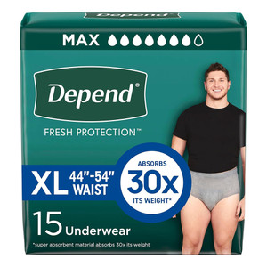Depend Incontinence Underwear for Men Maximum Absorbency Extra Large Grey 15Ea