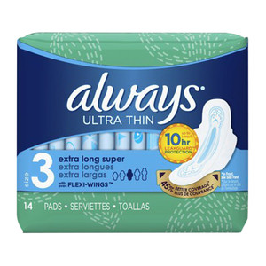 Ultra Thin Daytime Pads with Wings, Size 2, Long Super, Unscented, 20 CT