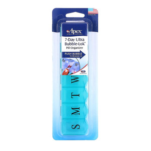 Apex 7 Day Ultra Bubble Lok Pill Organizer for Secure and Organized Medication 1Ea