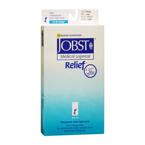Jobst Medical Legwear Stockings Relief Compression Knee High 20-30 Mm/Hg, Open Toe, Beige, Large - 1 Ea