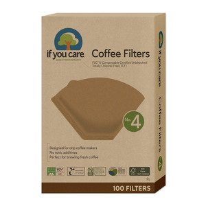 If You Care Coffee Filters No 4 Brown Cone Style Care Unbleached Totally Chlorine Free 100Ea