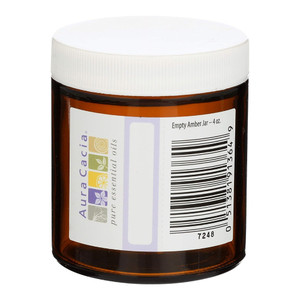 Aura Cacia Amber Wide Mouth Glass Jar with Writable Label Storage for DIY Blends 4Oz (118ml)