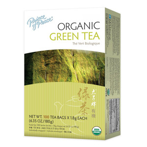 Prince of Peace Organic Green Tea Bags for Antioxidant Support 0.064Oz (1.8g) 100Ea