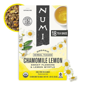 Numi Organic Caffeine Free Chamomile Lemon Herbal Tea Bags 1.08Oz (30.6g) 18Ea