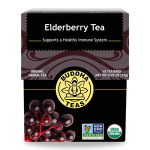 Buddha Teas Elderberry Organic Caffeine Free Herbal Tea Bags Supports Respiratory Health 18Ea