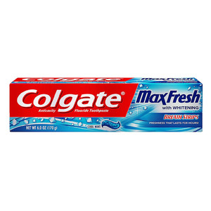 Colgate MaxFresh Fluoride Toothpaste with Mini Breath Strips Whitening Cool Mint Fresh Breath Formula 6Oz (170g)