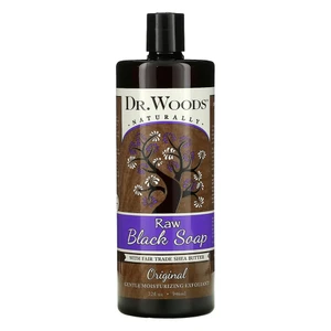 Dr Woods Raw Black Soap Liquid with Shea Butter Original Gentle Moisturizing Exfoliant 32Oz (946ml)