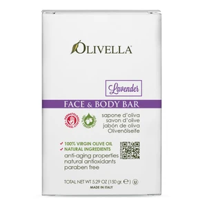 Olivella Virgin Olive Oil Face and Body Bar Soap Lavender with Anti Aging Properties 5.29Oz (150g)