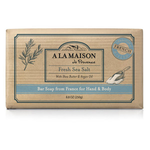 A La Maison French Fresh Sea Salt Bar with Shea Butter Argon Oil for Hand and Body Soap 8.8Oz (250g)