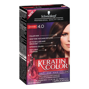 Schwarzkopf Keratin Anti-Age Permanent Hair Color Kit, Cappuccino 4.0, 1 Application Schwarzkopf Keratin Anti-Age Permanent Hair Color Kit, Cappuccino 4.0, 1 Application
