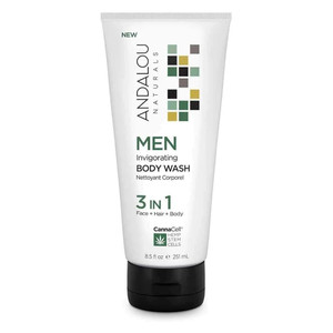 Andalou Naturals Men Invigorating 3in1 Face Hair Body Wash 8.5Oz (251ml)