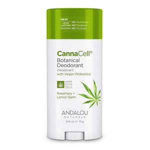 Andalou Naturals Cannacell Rosemary and Lemon Balm Botanical Deodorant with Vegan Probiotics 2.65Oz (75g)