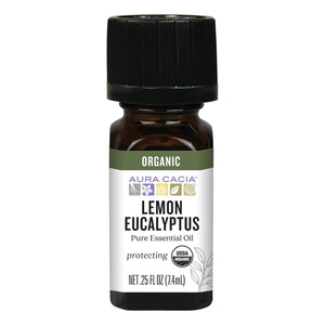 Aura Cacia Organic Essential Oil Lemon Eucalypts Invigorating Aromatherapy Blend 0.25Oz (7.4ml)