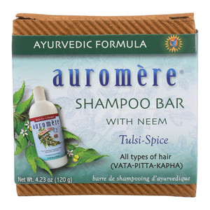 Auromere Organic Neem Tulsi Spice Shampoo Bar Herbal Cleansing Hair Care Formula 4.23Oz (120g)