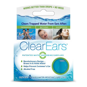 Cirrus ClearEars Water Absorbing Ear Plugs Pairs Prevent Swimming Bathing and Showering 5Ea