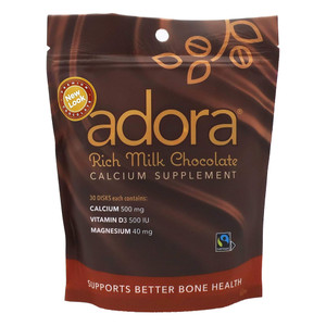 Adora Calcium Supplement Rich Milk Chocolate 500mg Support Bone Health 30Ea