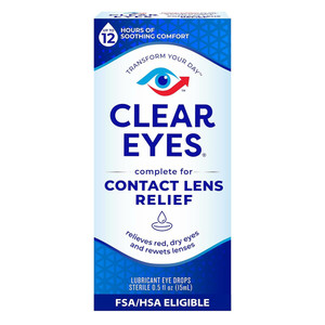 Clear Eyes Clear Contact Lens Relief Eye Drops Gentle Lens Comfort Formula 0.5Oz (15ml)
