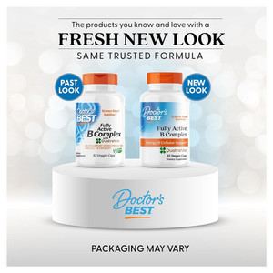 Doctors Best Fully Active B Complex with Quatrefoilc Veggie Capsules Energy Support Metabolism 30Ea