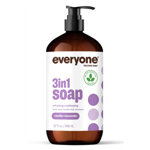 Everyone Vanilla and Lavender 3 in 1 Soap for Body Wash Shampoo and Bubble Bath 32Oz (946ml)