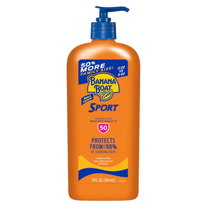 Banana Boat Sport SPF 50 Plus Sunscreen Lotion Protects from Burning Rays Non Greasy 12Oz (354ml)