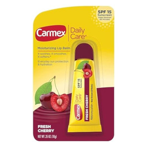 Carmex Daily Care SPF 15 Moisturizing Lip Balm Fresh Cherry for Daily Moisture and Sun Protection 0.35Oz (10g)