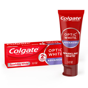 Colgate Optic White Advanced Teeth Whitening Toothpaste, Sparkling White, 3.2 Oz