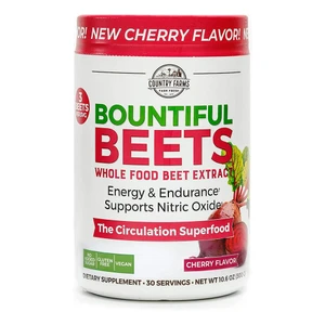 Country Farms Bountiful Beets Powder Cherry Flavor for Healthy Blood Flow 10.6Oz (300g)