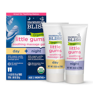 Mommys Bliss Organic Little Gums Soothing Massage Gel Day and Night Great for Teething Babies 0.53Oz (15g) 2Ea