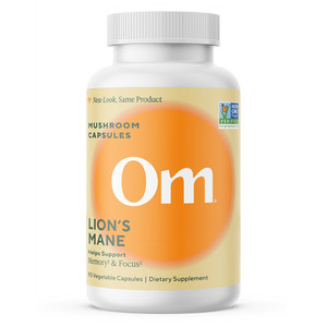 Om Lions Mane Mushroom Vegetarian Capsules Support Memory and Focus 90Ea