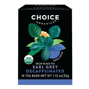 Choice Organic Earl Grey Decaffeinated Black Tea Bold and Citrusy Best Tasting Tea Bags 16Ea