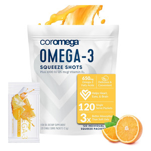 Coromega Womens Health Omega 3 Squeeze Packets with Vitamin D3 Tropical Orange 120Ea
