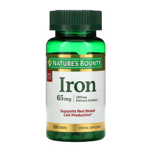 Natures Bounty Iron 65 mg Tablets for Red Blood Cell Production Support 100Ea Natures Bounty Iron 65 mg Tablets for Red Blood Cell Production Support 100Ea