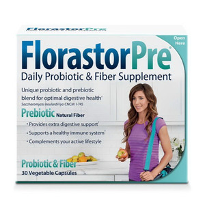 Florastor Pre Daily Probiotic and Fiber Supplement Vegetarian Capsules, 30 Ea