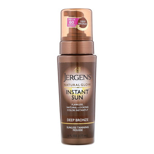 Jergens Natural Glow Instant Sun Sunless Tanning Mousse, Deep Bronze, 6 Oz Jergens Natural Glow Instant Sun Sunless Tanning Mousse, Deep Bronze, 6 Oz