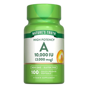 Natures Truth High Potency Vitamin A 10000 IU Vitamin Supplement Softgels Support Eye Health 100Ea